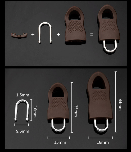 Zippers Accessories Replacement Detachable Repair Zipper Puller Rubber Metal Zipper Sliders