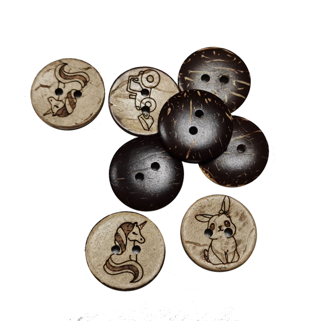 Custom Laser Logo Cartoon Anime Natural Wood Coconut Shell Button
