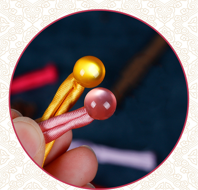 Vintage Colorful Santi Traditional Chinese Fabric Tang Knot Frog Buttons with Bead Decorative