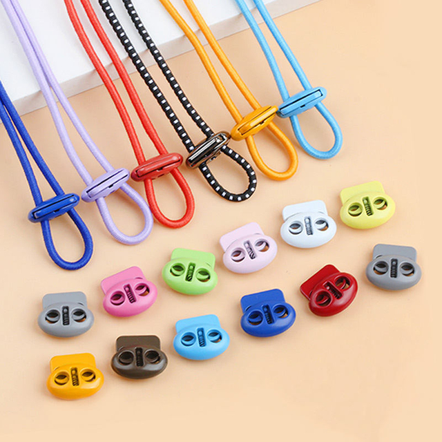 Custom Wholesale Colorful Adjustable Elastic 2 Holes Metal Cord Lock Stopper for Sale