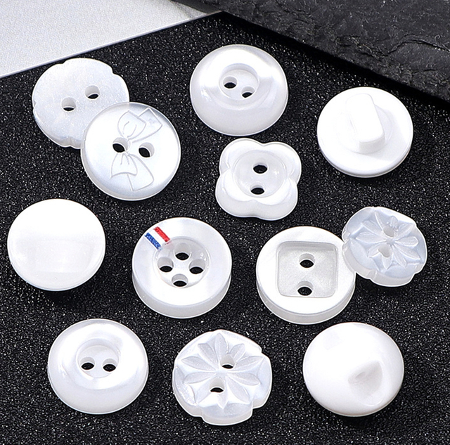 10mm 11mm 11.5mm High Quality Pearl Effect White Plastic Resin Shirt Button