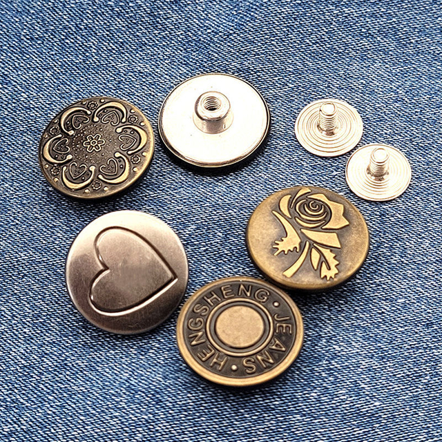 Customized Wholesale Removable Screw Back Jeans Buttons Metal Button for Jeans
