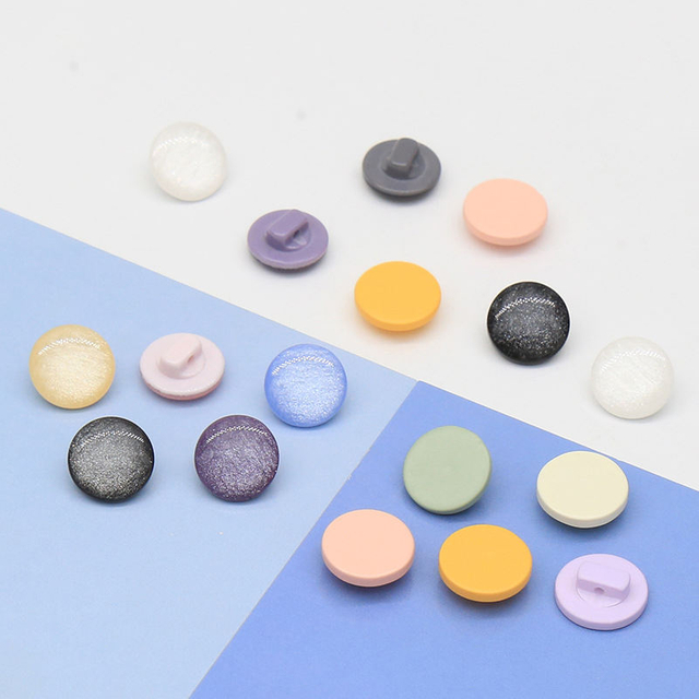 In Stock 11.5mm Colorful Pearl Effect Mushroom Shape Single Hole Resin Shank Buttons for Clothes