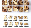 2 Holes Cartoon Cute Shape Natural Wooden Button Set With Plastic Box Set for Children