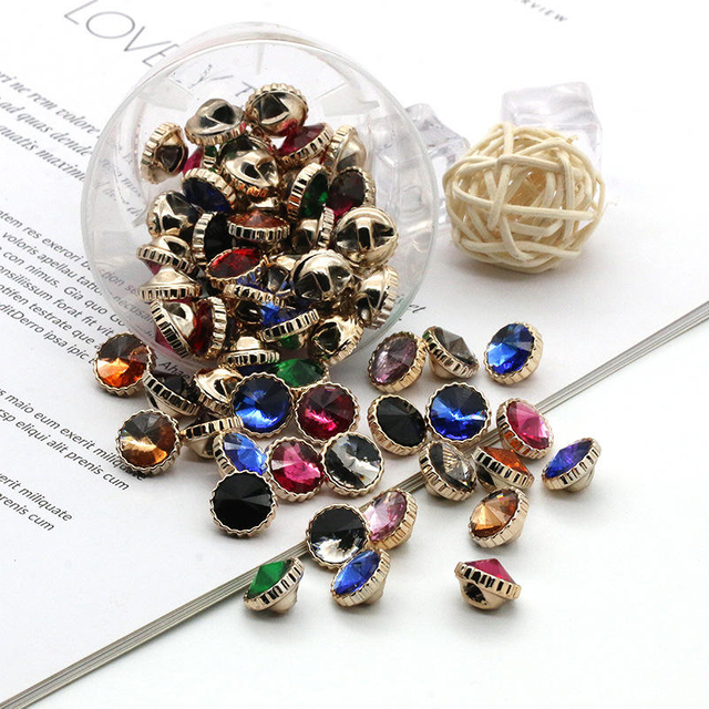 Exquisite Shirt Accessories Small Size 12mm Jewel Diamond Crystal Shank Buttons for Clothes