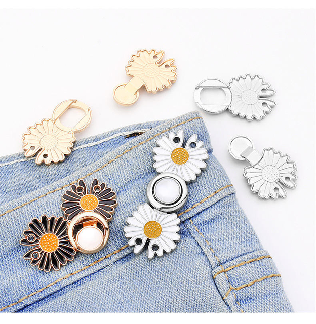 Sew on Beautiful Design Metal Daisy Denim Jeans Adjustable Fancy Buttons for Women