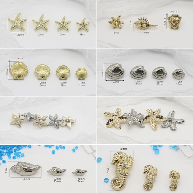 3D Ocean Style Irregular Shape Decorative Metal Shank Button for Clothing
