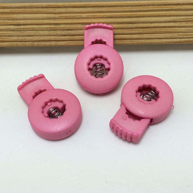Height 27mm Width 18mm Single Hole Round Spring Stopper Cord End Cord Lock Plastic Stopper
