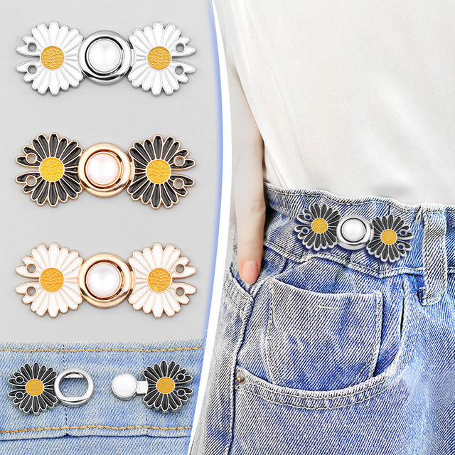 Sew on Beautiful Design Metal Daisy Denim Jeans Adjustable Fancy Buttons for Women