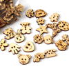 2 Holes Cartoon Cute Shape Natural Wooden Button Set With Plastic Box Set for Children