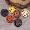 Spot Laser Hollow Vintage 2 Holes Round Natural Wooden Button for Clothing