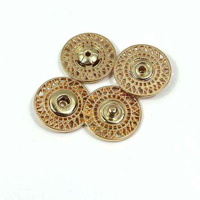 22mm Gold Zinc Alloy Metal 2 Part Sew-on Hollow Snap Fastener Button