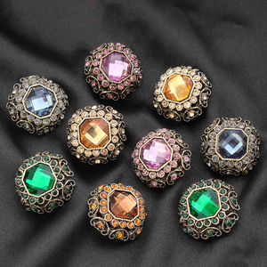 Custom 16mm 22mm Zinc Alloy Crystal Square Rhinestones Metal Buttons for Clothing