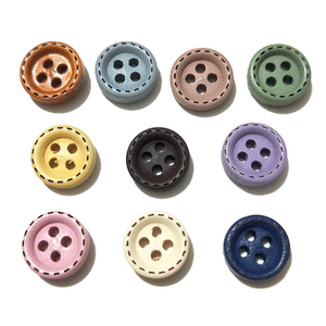 In Stock Fast Delivery 16L 10mm Wide Edge Colorful 4 Holes Baby Wood Button for Shirts