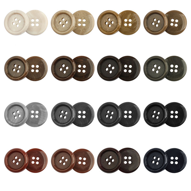 In Stock Wholesale 15mm 20mm Simple Style Plastic Decorative 4 Holes Round Resin Button for Shirt