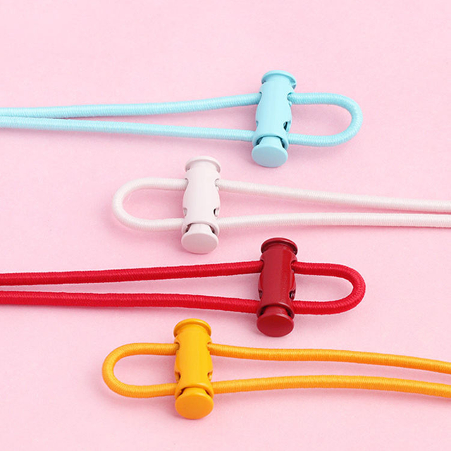 Double Head Colorful Adjustable Elastic Two Holes Two Head Metal Cord Lock Stopper
