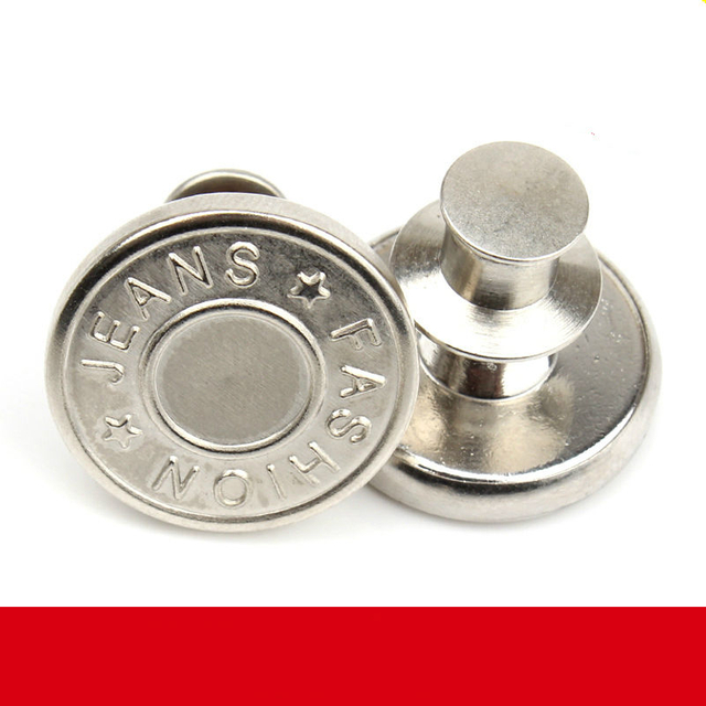 Custom Logo 17mm Removable No Sew Instant Adjustable Metal Pin on Pant Jeans Buttons Pins