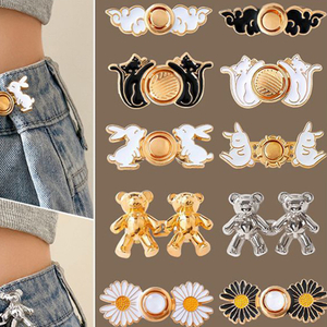 Sew on Two Parts Cute Waist Tightener Waist Button for Loose Jeans Pant