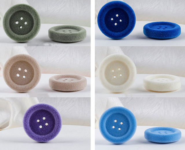 Wide Edge 18mm 22mm 28mm 34mm Colorful 4 Holes Round Flocking Velvet Buttons for Clothes