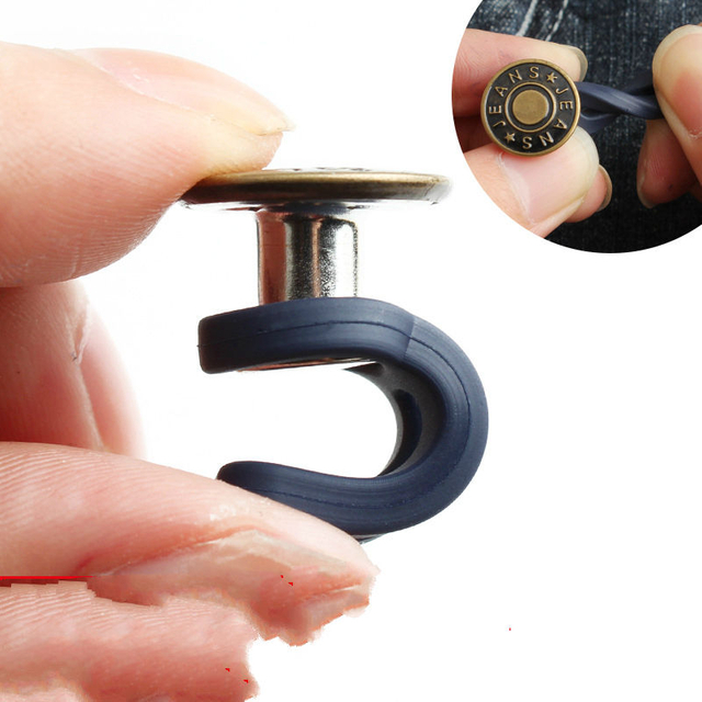 Multiple Colors 17mm Classical Brass Elastic Retractable Jeans Extend Buttons Extender