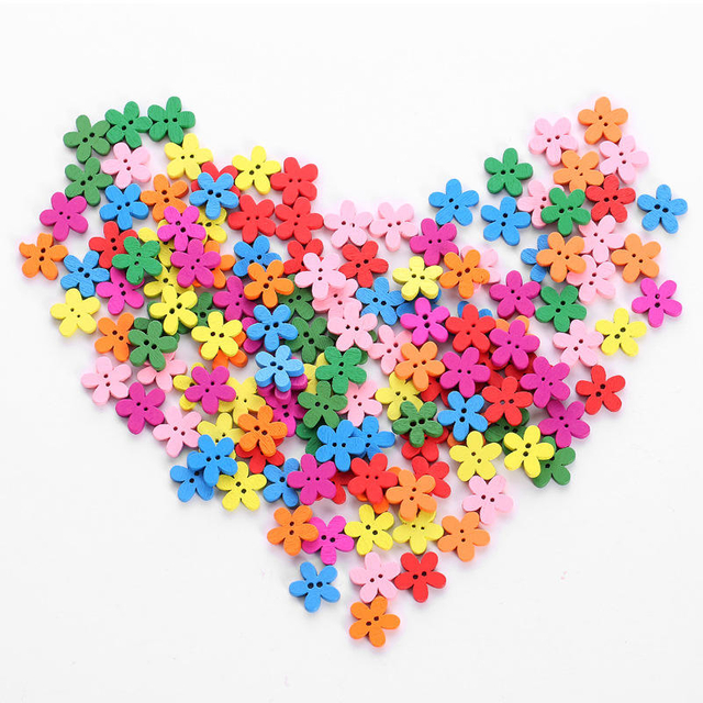 DIY handgefertigtes Handwerk gemischte bunte Blumenform süße Kinder Holzknöpfe für Kleidung