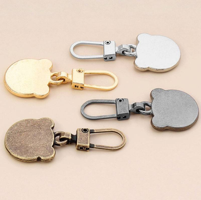 Zippers Accessories Replacement Detachable Bear Shape Repair Zip Puller Metal Zipper Sliders