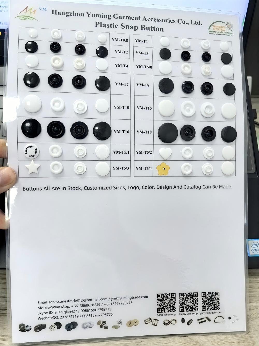 the catalog of plastic snap fastener button