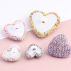 15mm 18mm 20mm 25mm Heart Shape Colorful Fabric Covered Shank Button For Clothing