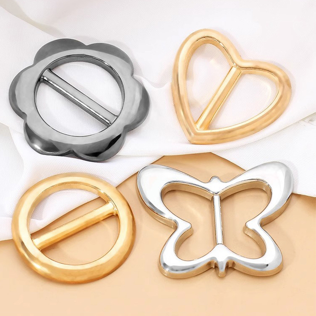 Multi-functional Round Heart Flower Shape Simple Fashion Style Metal Decorative Buckle for Clothing and Scarf
