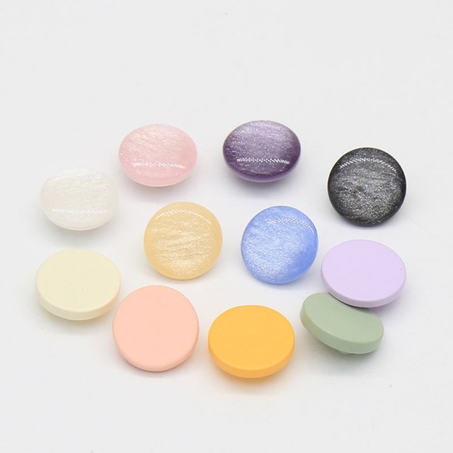 In Stock 11.5mm Colorful Pearl Effect Mushroom Shape Single Hole Resin Shank Buttons for Clothes