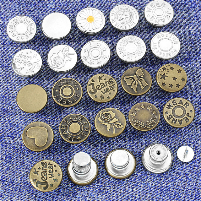 New Design Hand Press Movable Head 17mm Metal Zinc Alloy Denim Jeans Button
