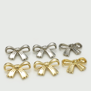 20mm 22.5mm 28mm Bow Shape Hollow Decorative Metal Shank Button for Clothing