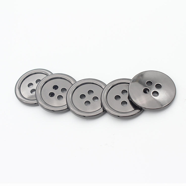 Custom Logo Color Sewing Wide Edge 4 Holes Metal Shirt Buttons for Clothing