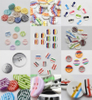 Colorful Stripe Resin Buttons, 4‑Hole Round Candy Color Decorative Buttons for Shirts & School Uniform