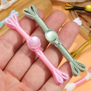 Chinese Frog Closure with Bead, Satin Pankou Knot Button for Qipao Cheongsam Hanfu