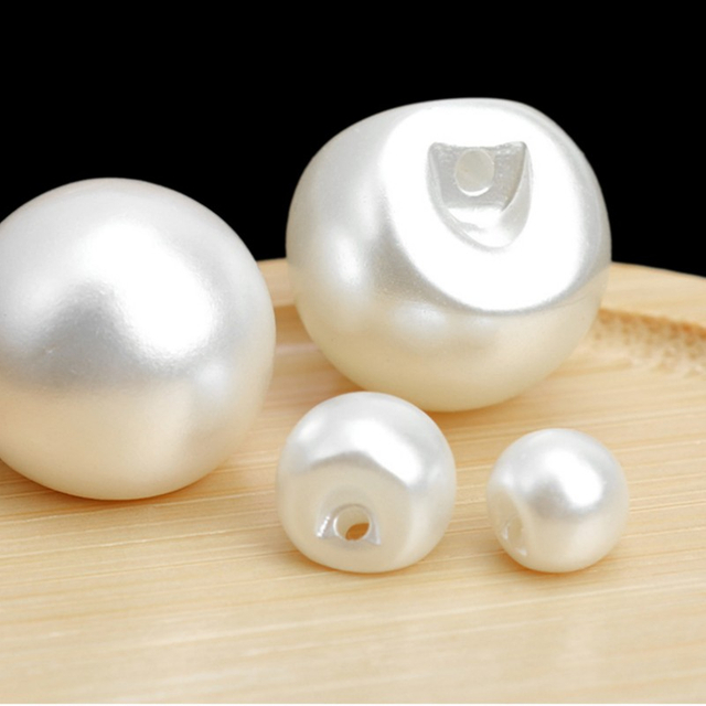 8mm 10mm 11.5mm 12mm 14mm 18mm Highlight Invisible Holes White Plastic Pearl Shank Button for Decoration
