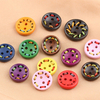 OEM Service Eco Friendly Handmade Colorful 2 Holes Wooden Button with Thread for Clothing