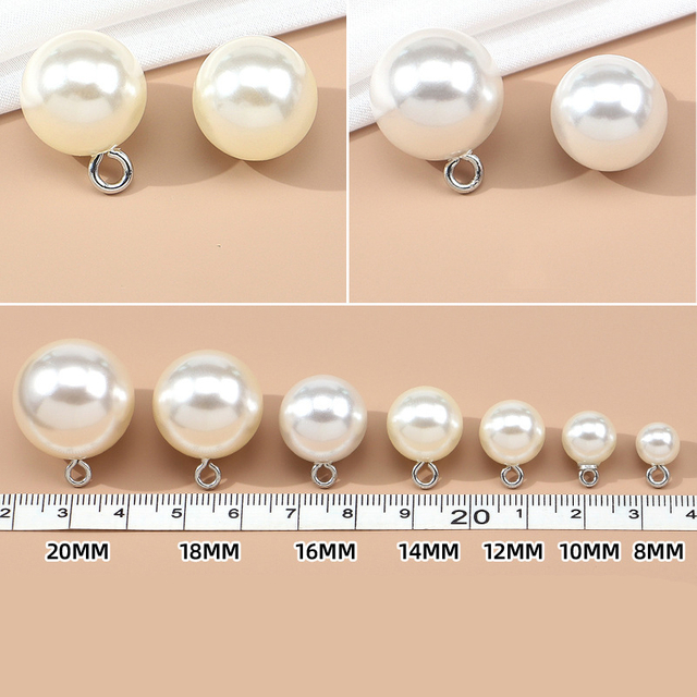 Custom Color Simple Style Faux Pearl Effect Dome Shape Plastic Pearl Shank Buttons for Decorative