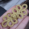 In Stock Gold SilverTraditional Pankou Handmade Chinese Frog Knot Button for Garment and Gift Box