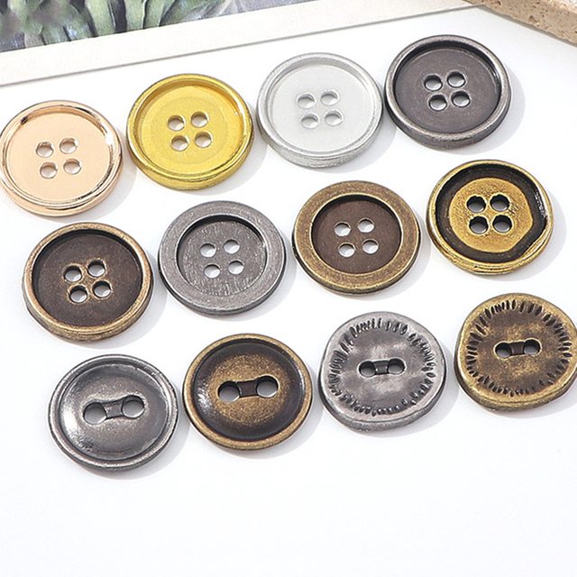 Factory Stock 15mm 2-Holes 4-Holes Zinc Alloy Metal Button for Shirt Jacket Sweater