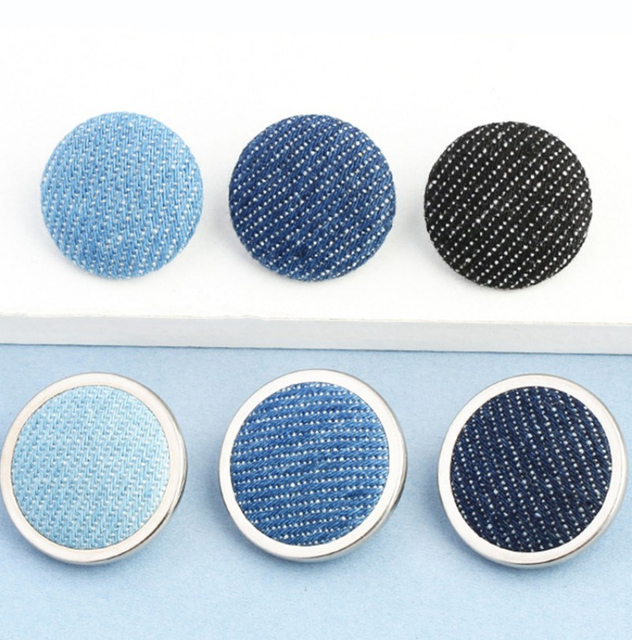 New Fashion Metal Aluminum Back Round Fabric Covered Button for Clothing