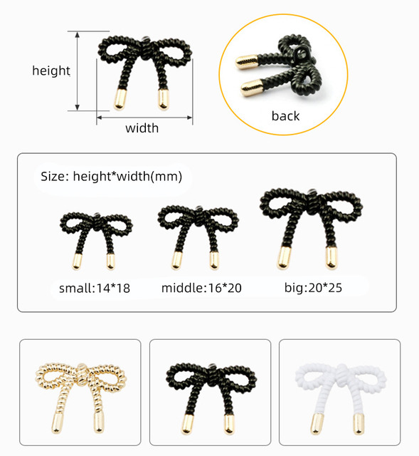New Fancy 18mm 20mm 25mm Zinc Alloy Bow Shape Decorative Metal Shank Button for Women's Clothes