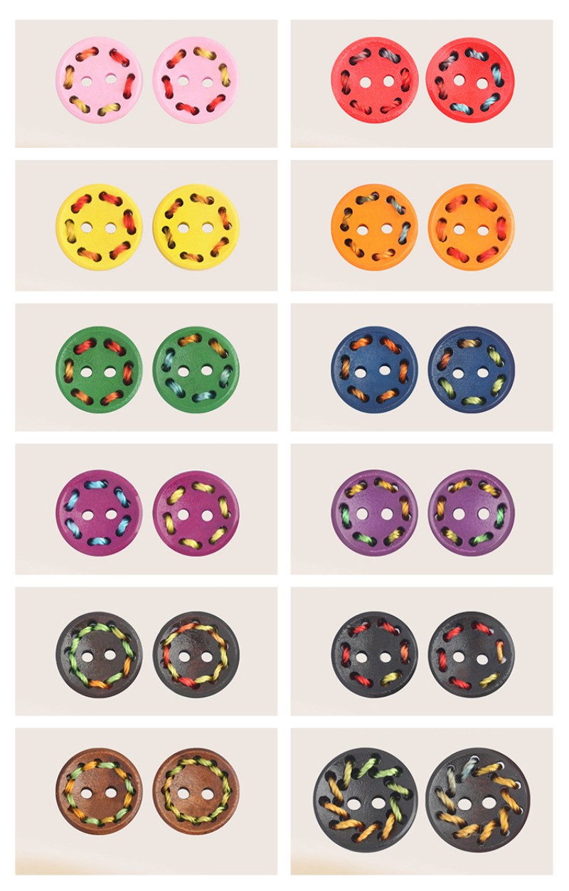 wooden button with thread 