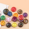 OEM Service Eco Friendly Handmade Colorful 2 Holes Wooden Button with Thread for Clothing